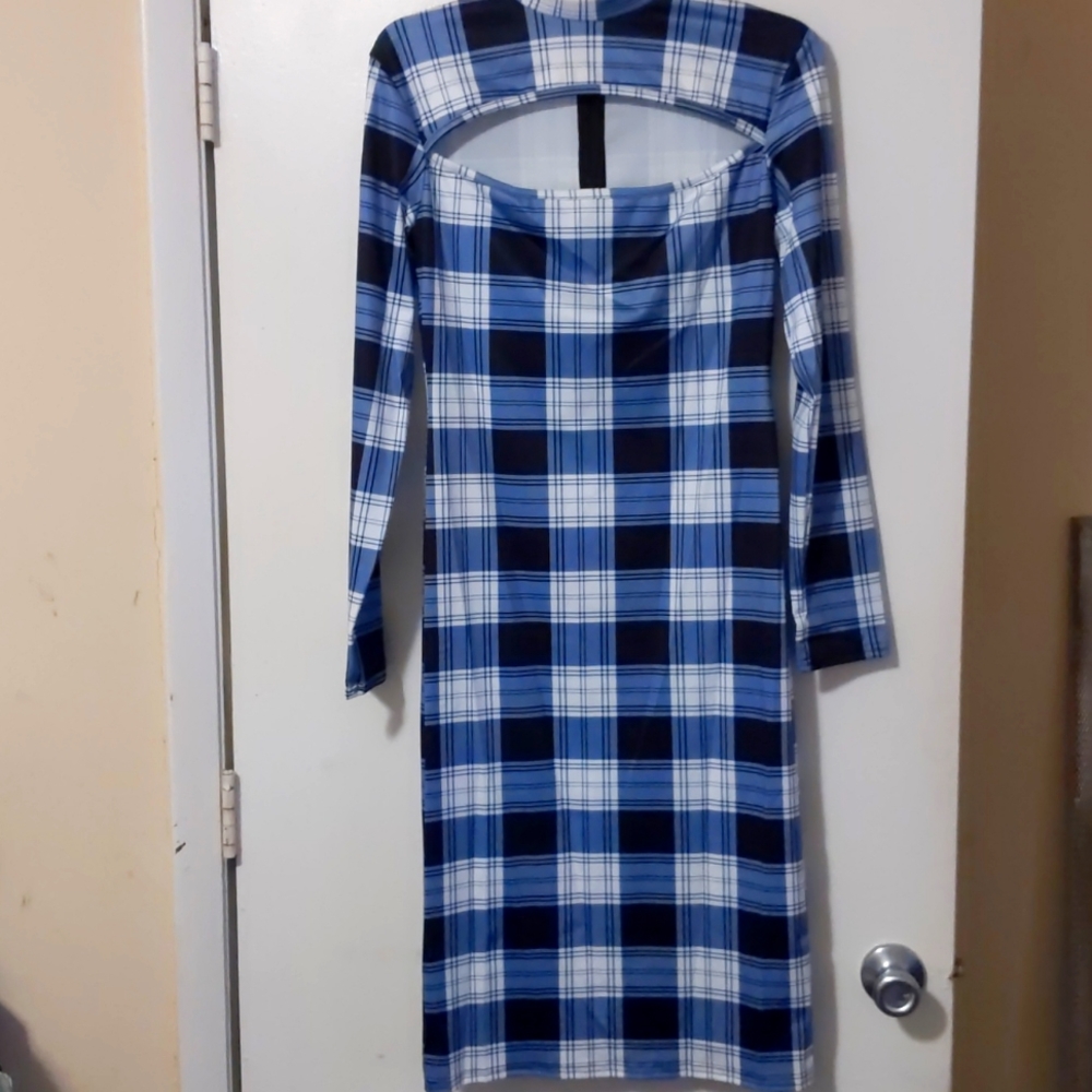 Black Blue and White Dress